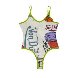 Von Dutch Unlimited Bodysuit NWT Women’s Medium All Over Print Rave Festival Y2K